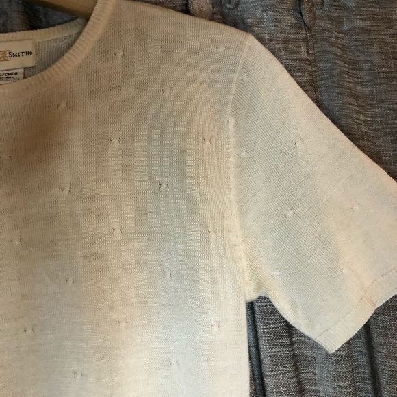 Vintage 90’s Jaclyn Smith Cream Short Sleeve Silk Blend Crewneck Top Size Small - Picture 9 of 13